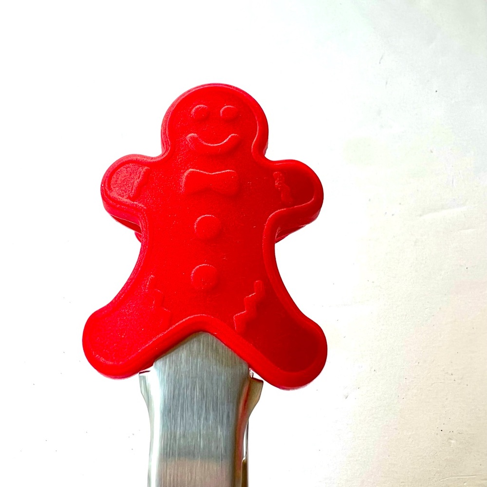2 Red Silicone Gingerbread Men Tongs Christmas Kitchen Baking Party